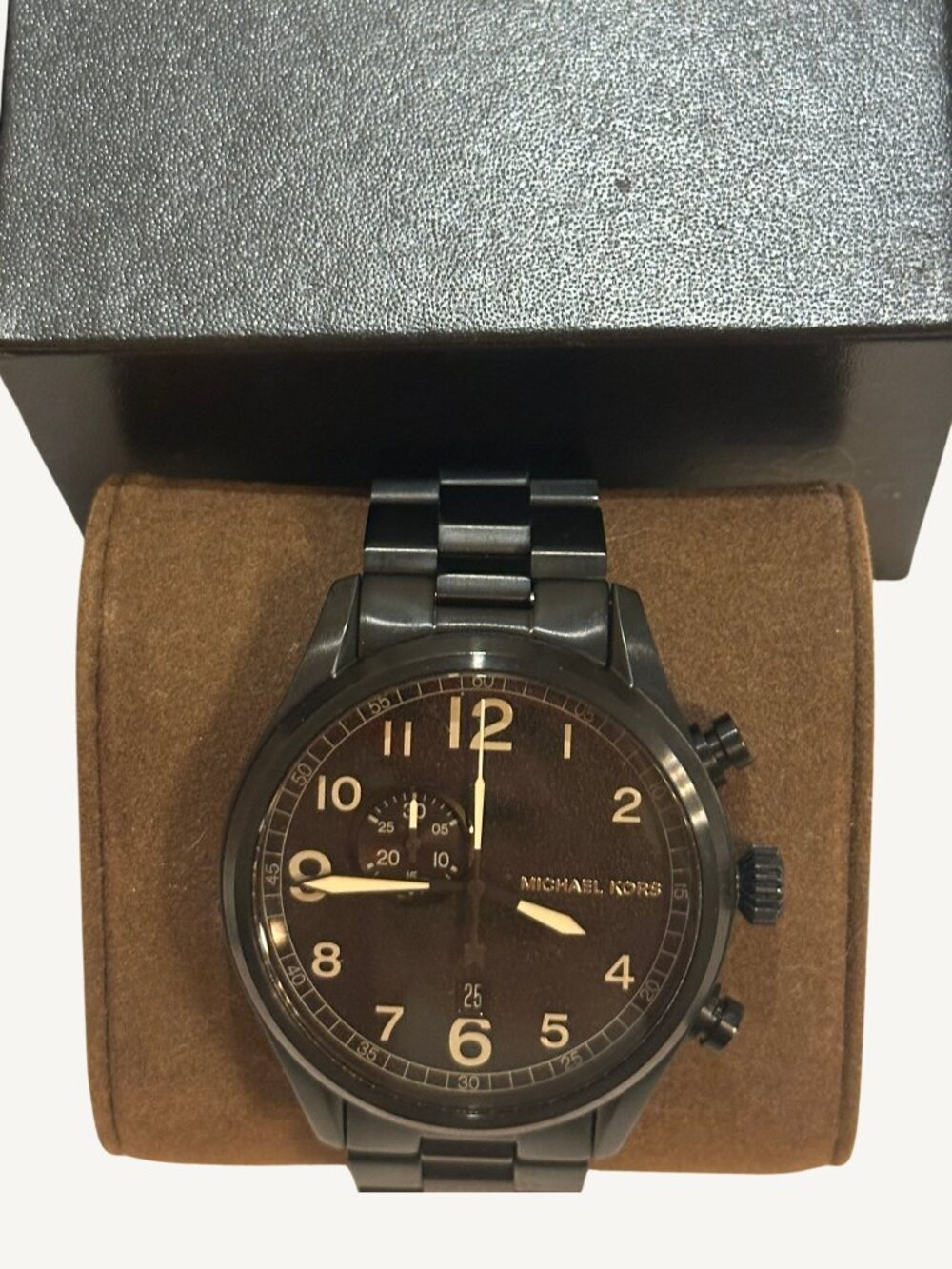 Michael Kors Hangar Black Dial Black Ion-plated Mens Watch MK7067